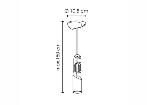 Rippvalgusti TWIST must, D10,5x150 cm, E27