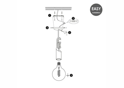 Rippvalgusti TWIST must, D10,5x150 cm, E27