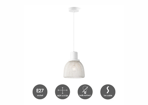 Rippvalgusti MESH valge, D29xH154 cm, E27