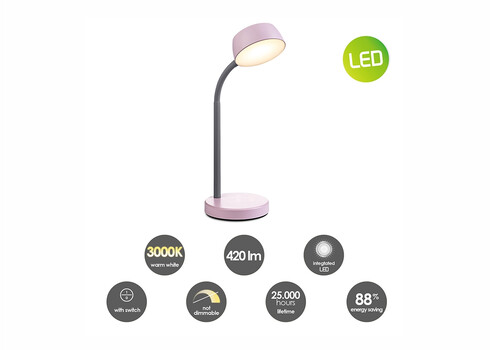 Lauavalgusti COLLEGE roosa, D14xH34 cm