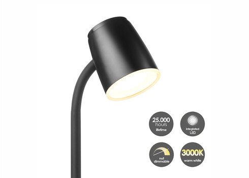 Lauavalgusti ELBO must, D14xH38 cm, LED