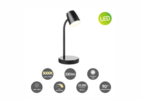 Lauavalgusti ELBO must, D14xH38 cm, LED