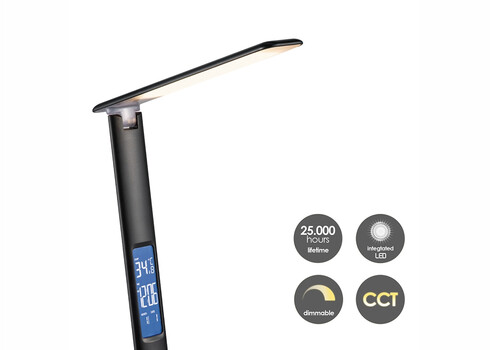 Lauavalgusti CLOCK must, 26x15xH33,5 cm, LED