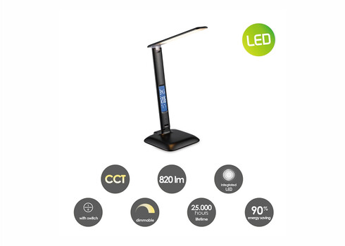 Lauavalgusti CLOCK must, 26x15xH33,5 cm, LED