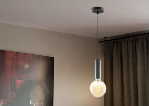 Rippvalgusti SAGA must, D10xH120 cm, E27