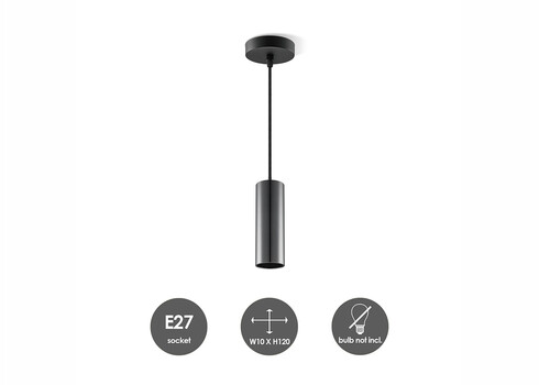 Rippvalgusti SAGA must, D10xH120 cm, E27