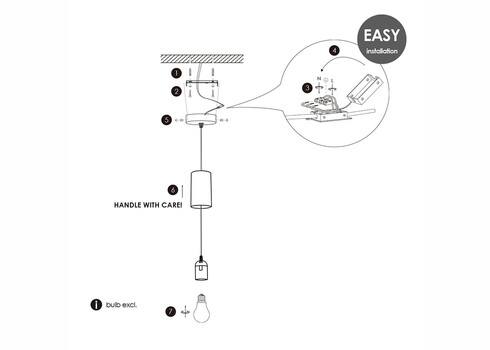 Rippvalgusti SAGA must, D10xH120 cm, E27