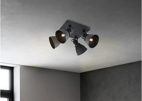 Kohtvalgusti FAMA must, 23x23xH20,5 cm, LED, E14