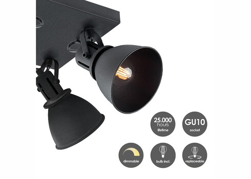 Kohtvalgusti FAMA must, 23x23xH20,5 cm, LED, E14