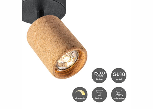Kohtvalgusti CORK pruun / must, D9,5xH16 cm, LED