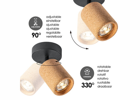 Kohtvalgusti CORK pruun / must, D9,5xH16 cm, LED