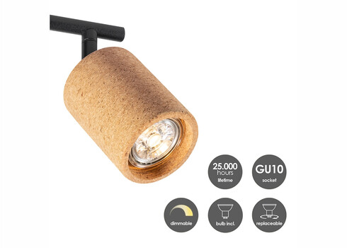 Kohtvalgusti CORK pruun / must, 26x10xH19 cm, LED