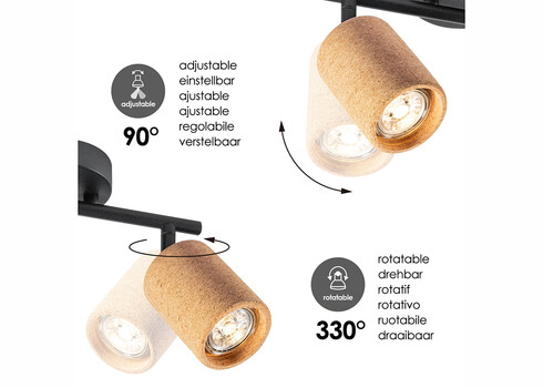 Kohtvalgusti CORK pruun / must, 26x10xH19 cm, LED