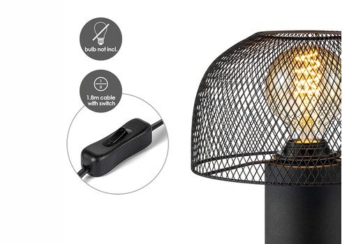 Lauavalgusti MUSHROOM must, D23xH28 cm, E27