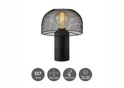 Lauavalgusti MUSHROOM must, D23xH28 cm, E27