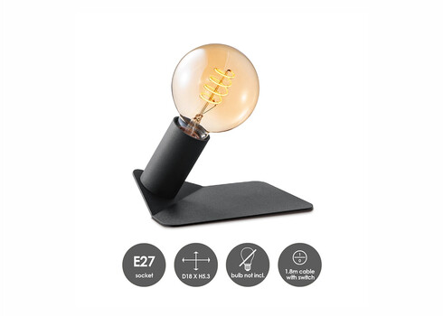 Lauavalgusti BOYD must, 18x13xH5.3 cm, E27