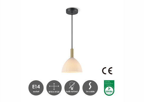 Rippvalgusti CREDO messing / klaas, D18xH125 cm, E14