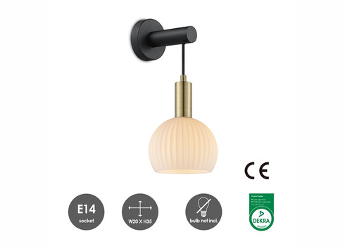 Seinavalgusti CREDO messing / klaas, D20xH35 cm, E14