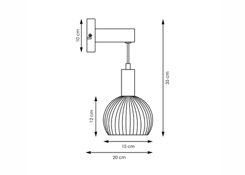 Seinavalgusti CREDO messing / klaas, D20xH35 cm, E14