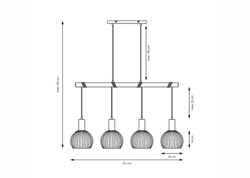 Rippvalgusti CREDO messing / klaas, 101x20xH195 cm, E27