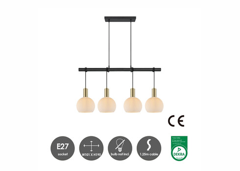 Rippvalgusti CREDO messing / klaas, 101x20xH195 cm, E27