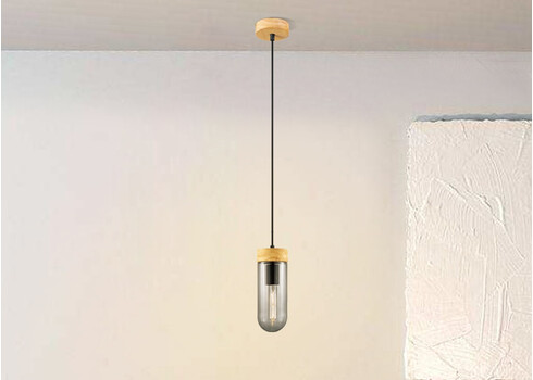 Rippvalgusti CAPRI puit / klaas, D10xH132 cm, E27