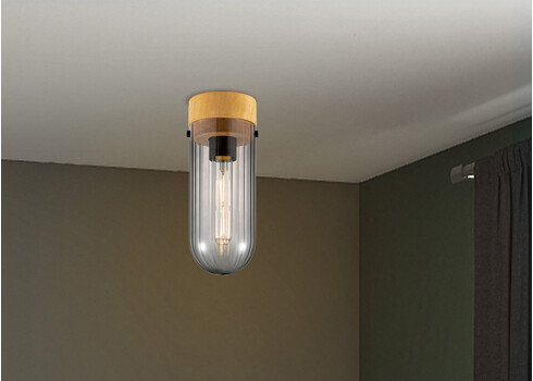 Laevalgusti CAPRI puit / suitshall, D10xH26 cm, E27