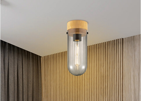 Laevalgusti CAPRI puit / suitshall, D10xH26 cm, E27