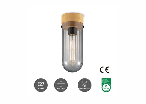 Laevalgusti CAPRI puit / suitshall, D10xH26 cm, E27