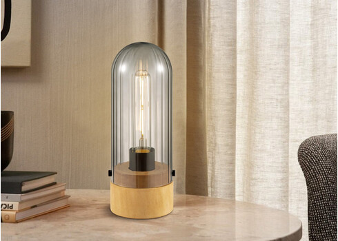 Lauavalgusti CAPRI puit / suitshall, D10xH27 cm, E27