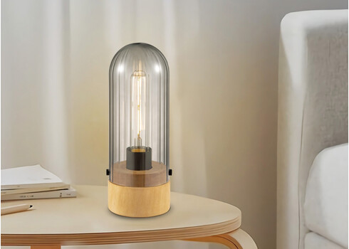 Lauavalgusti CAPRI puit / suitshall, D10xH27 cm, E27