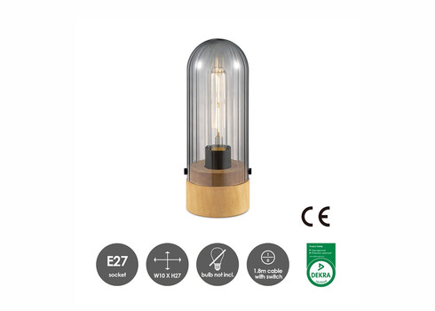 Lauavalgusti CAPRI puit / suitshall, D10xH27 cm, E27