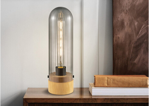 Lauavalgusti CAPRI puit / suitshall, D10xH33 cm, E27