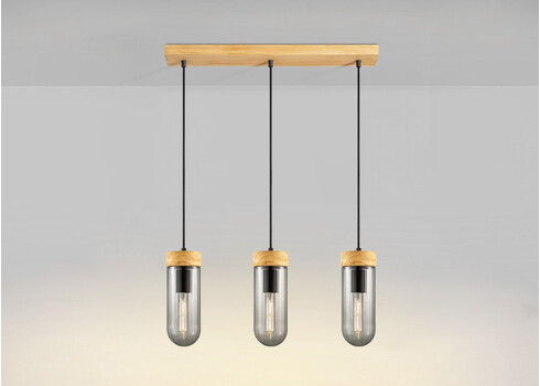 Rippvalgusti CAPRI puit / suitshall, 60x10xH132 cm, E27