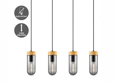 Rippvalgusti CAPRI puit / klaas, D80x10xH132 cm, E27