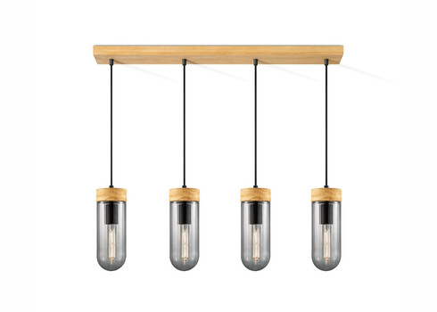 Rippvalgusti CAPRI puit / klaas, D80x10xH132 cm, E27