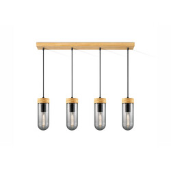 Rippvalgusti CAPRI puit / klaas, D80x10xH132 cm, E27