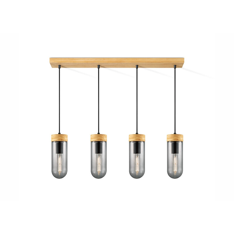 Rippvalgusti CAPRI puit / klaas, D80x10xH132 cm, E27