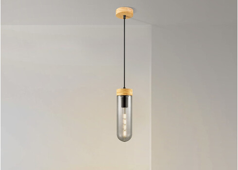 Rippvalgusti CAPRI puit / suitshall, D10xH138 cm, E27