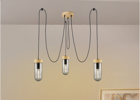 Rippvalgusti CAPRI puit / suitshall, 120x120xH100 cm, E27