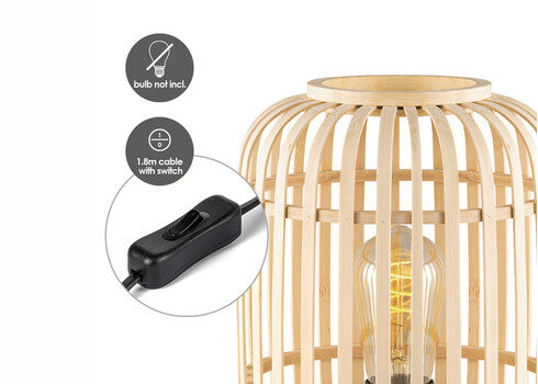 Lauavalgusti BAMBOO naturaalne, D21,5xH30 cm, E27