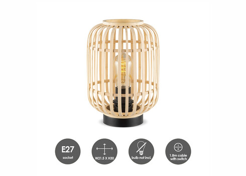Lauavalgusti BAMBOO naturaalne, D21,5xH30 cm, E27