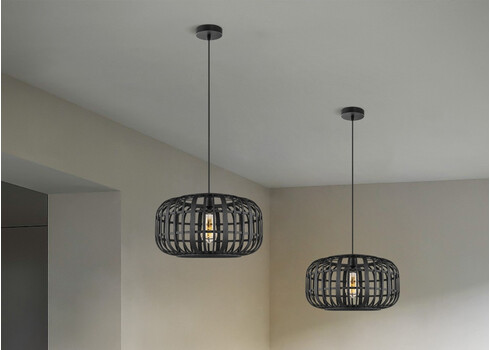 Rippvalgusti BAMBOO must, D40xH126 cm, E27