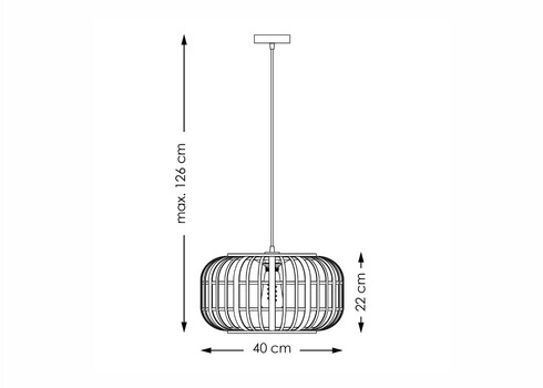 Rippvalgusti BAMBOO must, D40xH126 cm, E27