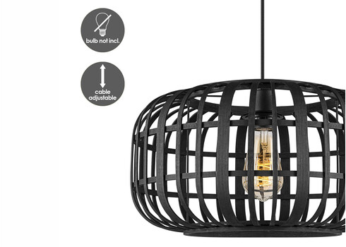 Rippvalgusti BAMBOO must, D40xH126 cm, E27