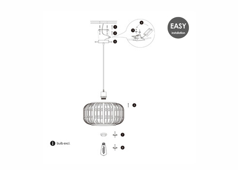 Rippvalgusti BAMBOO naturaalne, D40xH126 cm, E27