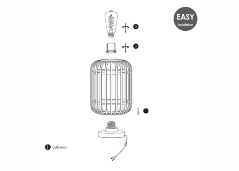 Lauavalgusti BAMBOO must, D21,5xH30 cm, E27
