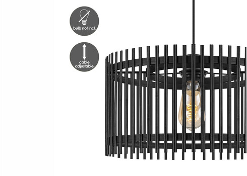 Rippvalgusti BAMBOO must, D40xH126 cm, E27