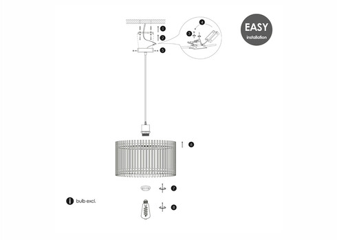 Rippvalgusti BAMBOO must, D40xH126 cm, E27