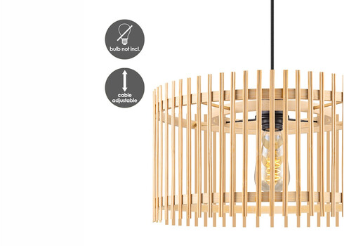 Rippvalgusti BAMBOO naturaalne, D40xH126 cm, E27